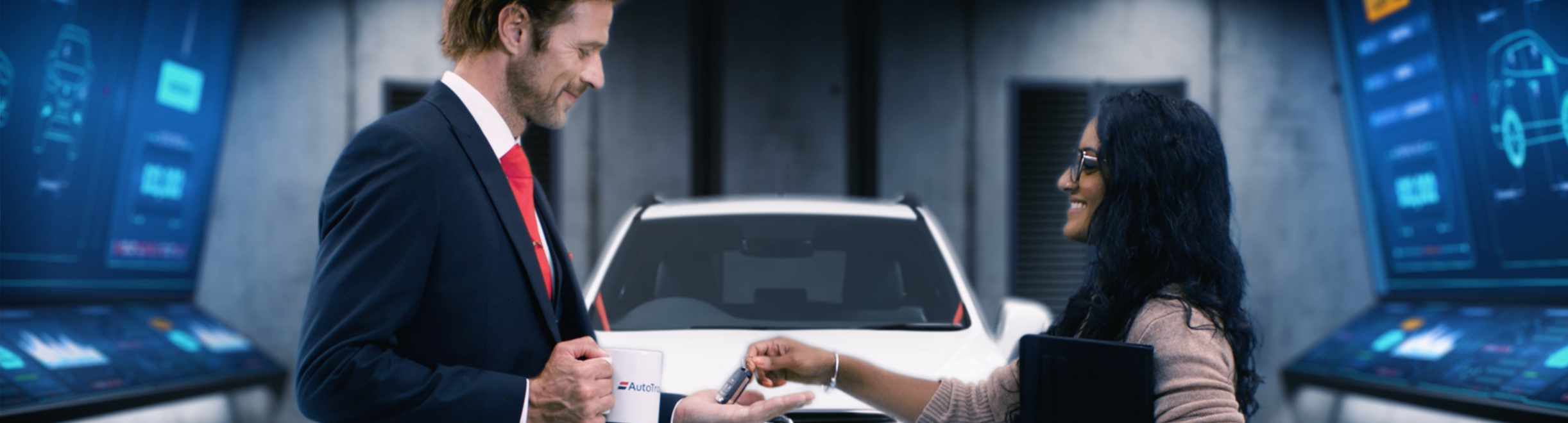 Auto Trader's sourcing products put you in control Customer handing over car keys to a sales manager
