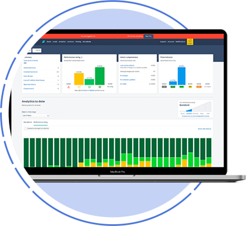 Advanced vehicle data A laptop displaying advanced vehicle data information on Autotrader Portal