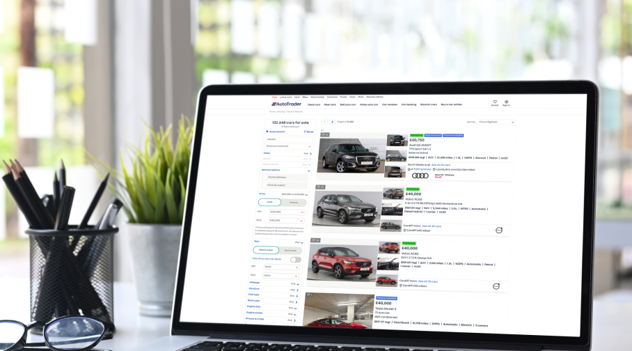 Contracted advertising A laptop displaying search listings from Autotrader