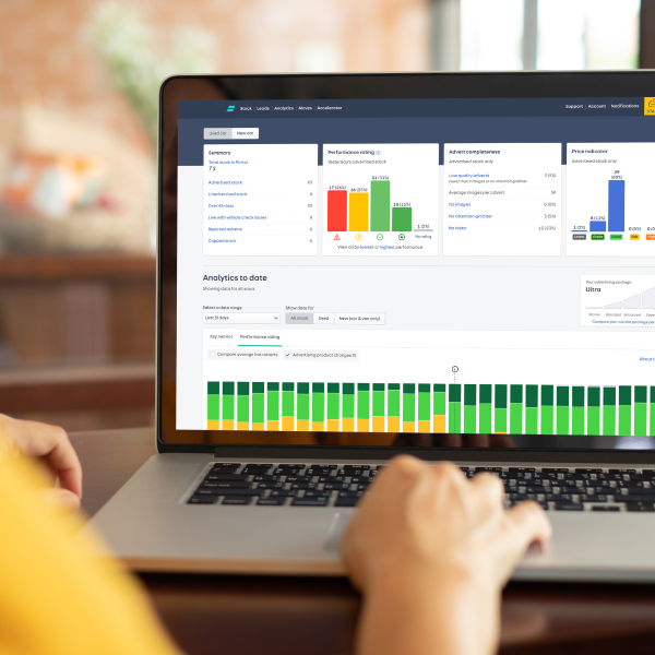 Autotrader influence 2/3 sales our retailer partners achieve A consumer accessing Dealer Portal via a laptop